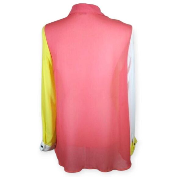 COTTON ON YELLOW, WHITE, & CORAL BLOUSE SZ.S EUC. - Picture 2 of 4